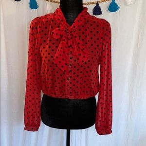 Mind code vintage inspired polka dot blouse